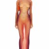 New * Jean Paul Gaultier Printed Morphing Stripes Long Dress