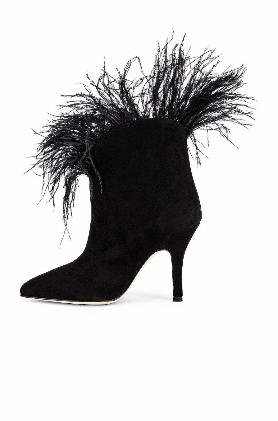 Online * Paris Texas For Fwrd Suede Stiletto Ankle Boot With Marabou Feathers