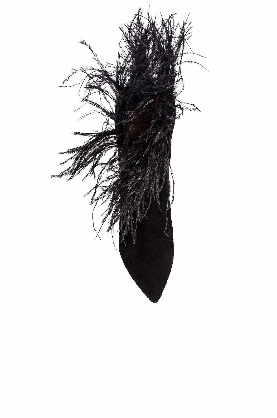 Online * Paris Texas For Fwrd Suede Stiletto Ankle Boot With Marabou Feathers