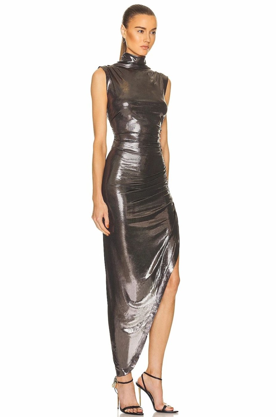 Wholesale * Norma Kamali Sleeveless Turtleneck Side Drape Gown