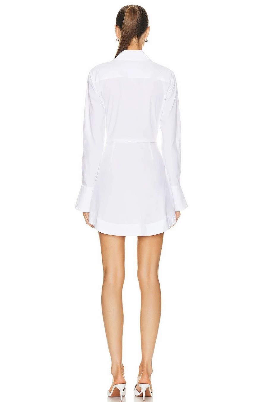 Best * Jonathan Simkhai Standard Colbi Cotton Poplin Tie Mini Shirt Dress