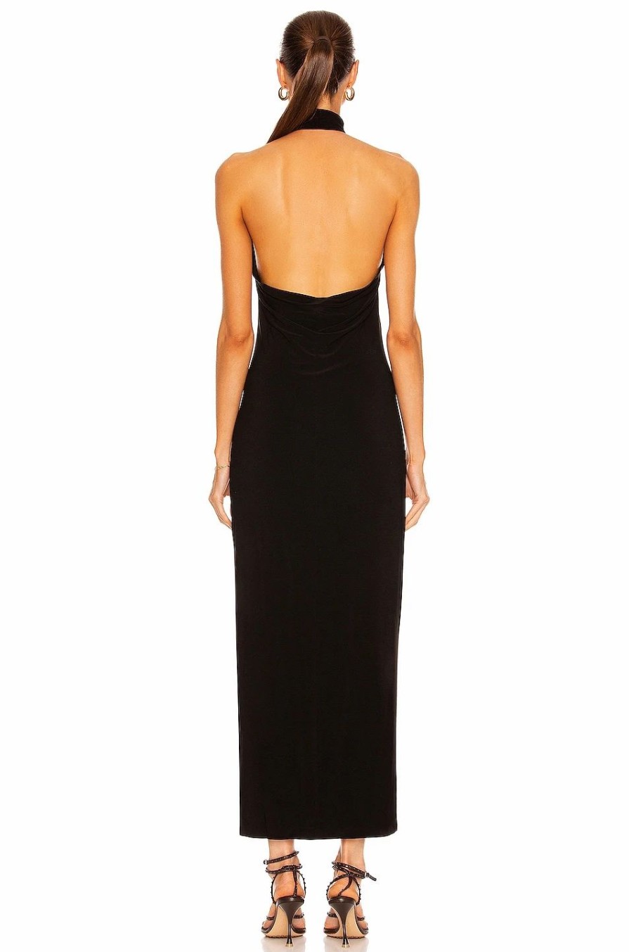 Best * Norma Kamali Halter Turtleneck Side Slit Gown