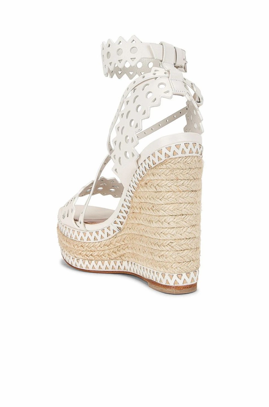 Hot * Alaia Leather Laser Cut Espadrille Wedges