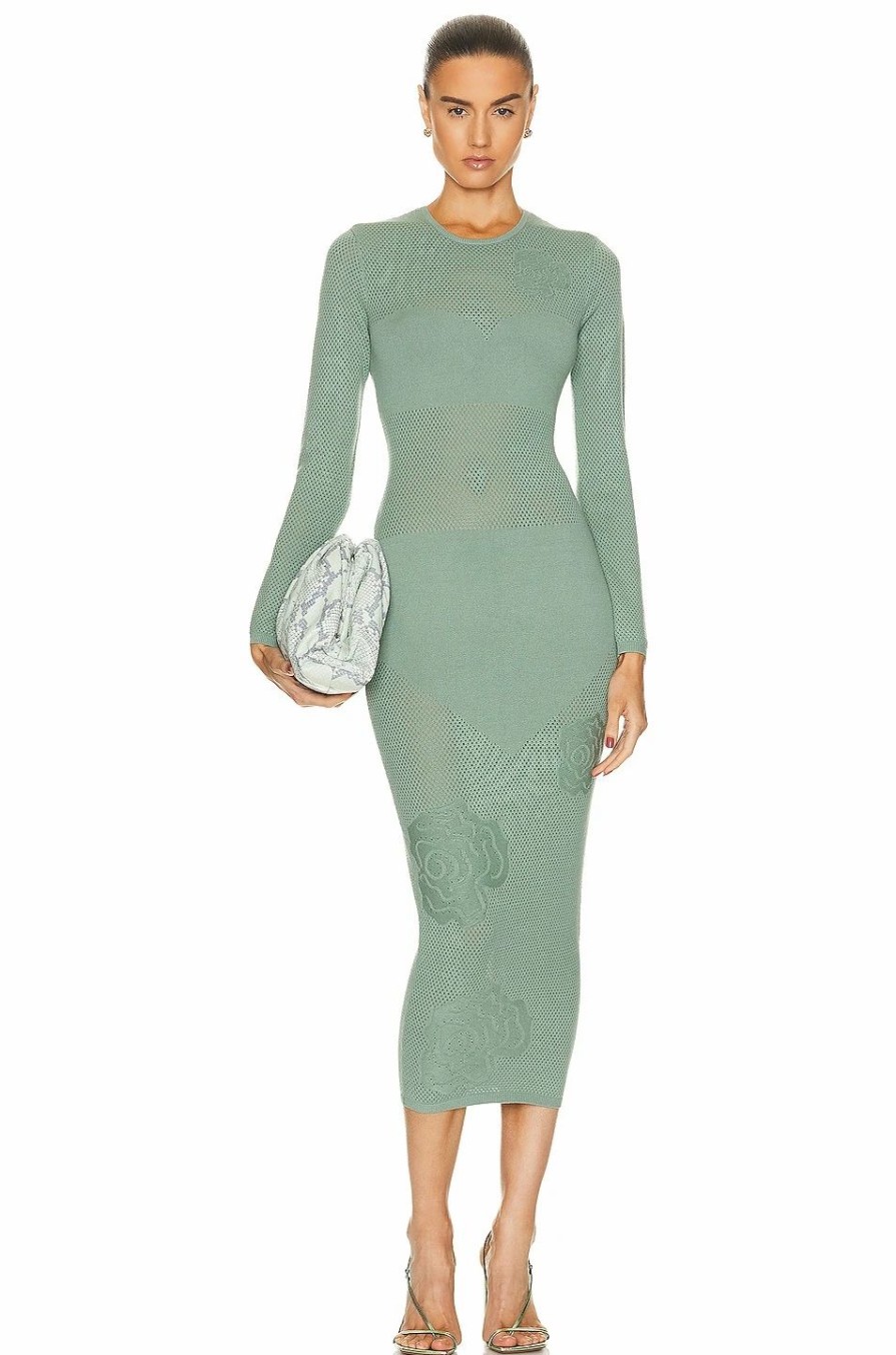 Online * Fleur Du Mal Rose Pointelle Knit Dress