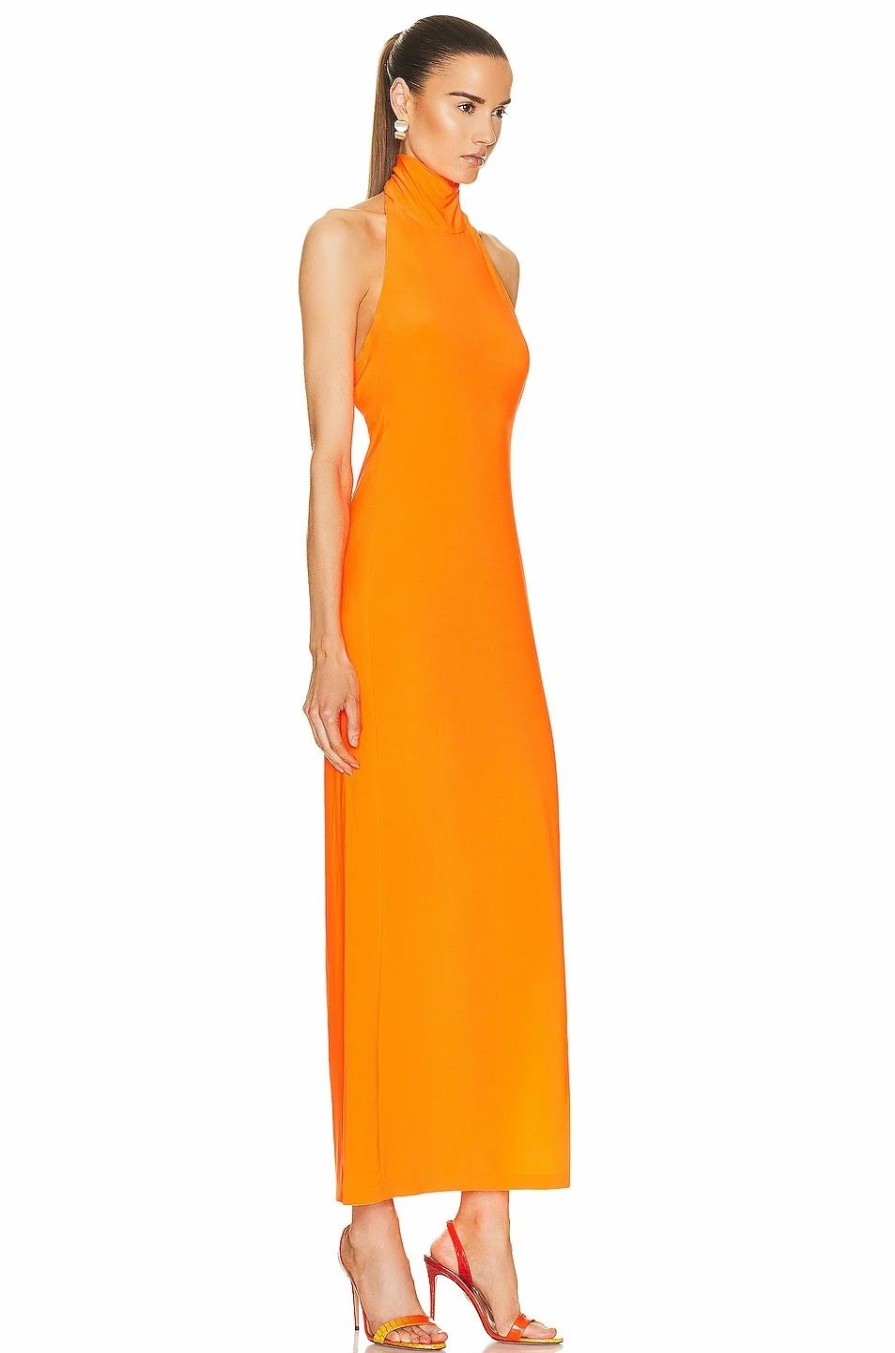 New * Norma Kamali Halter Turtle Side Slit Gown