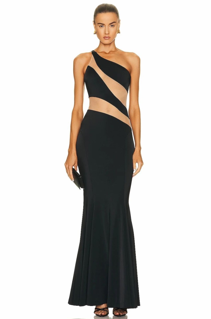 Hot * Norma Kamali Snake Mesh Fishtail Gown