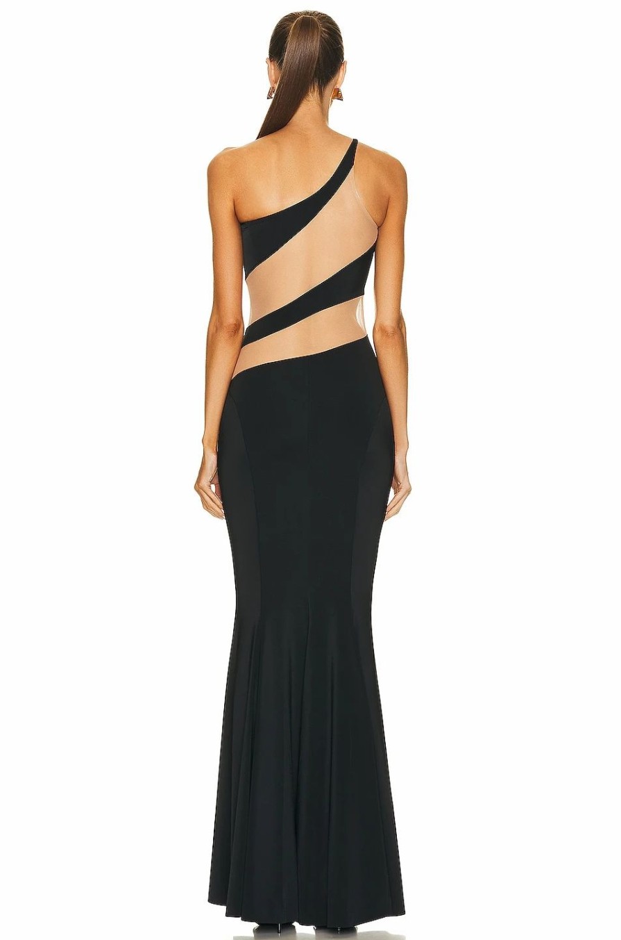 Hot * Norma Kamali Snake Mesh Fishtail Gown