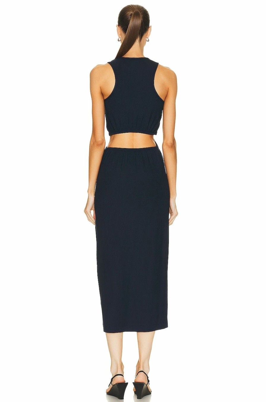 New * Jonathan Simkhai Standard Melly Shaping Rib Cutout Midi Dress