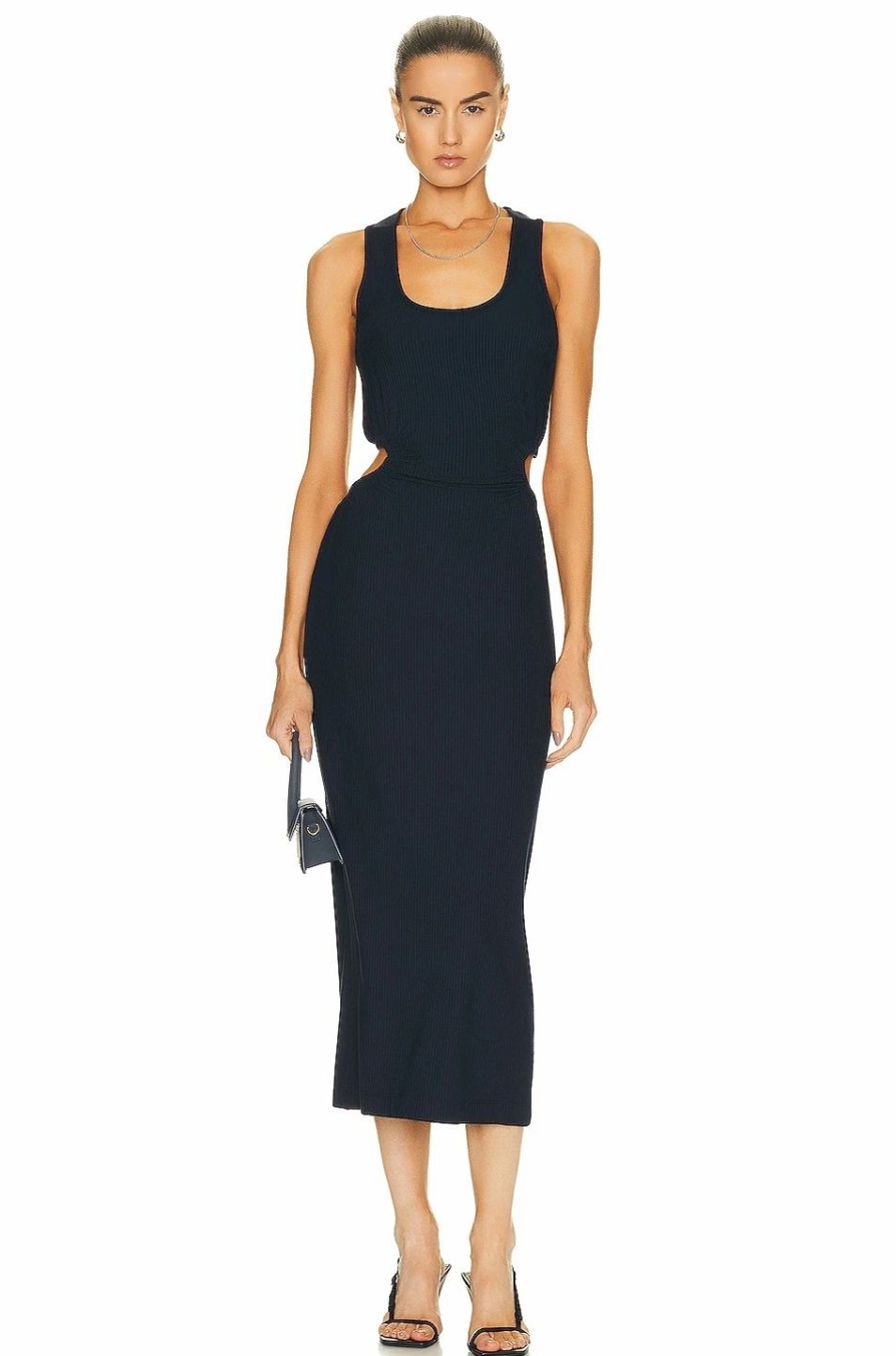 New * Jonathan Simkhai Standard Melly Shaping Rib Cutout Midi Dress