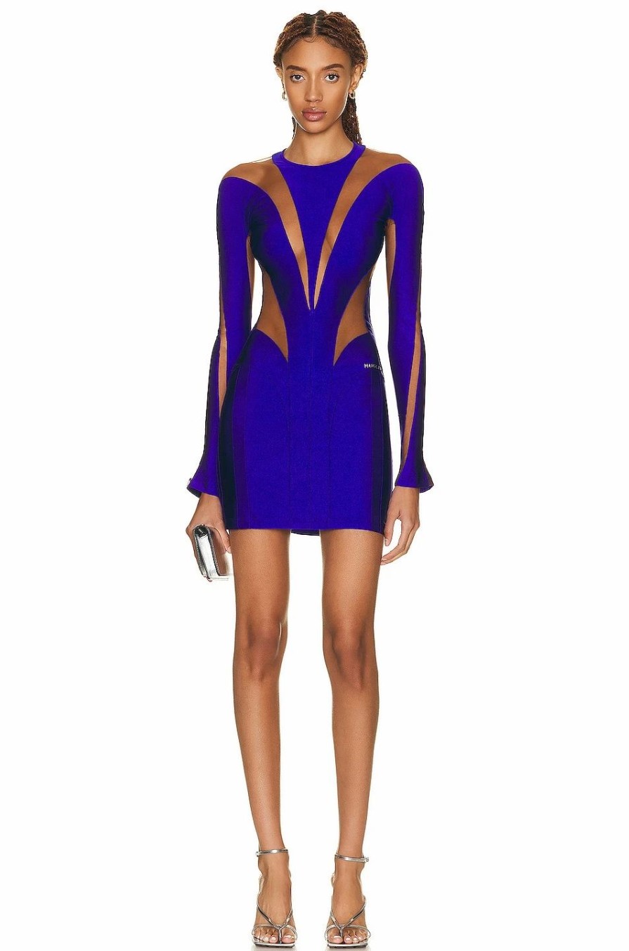 Clearance * Mugler Long Sleeve Mini Dress