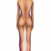 Wholesale * Jean Paul Gaultier Printed Morphing Stripes Long Dress