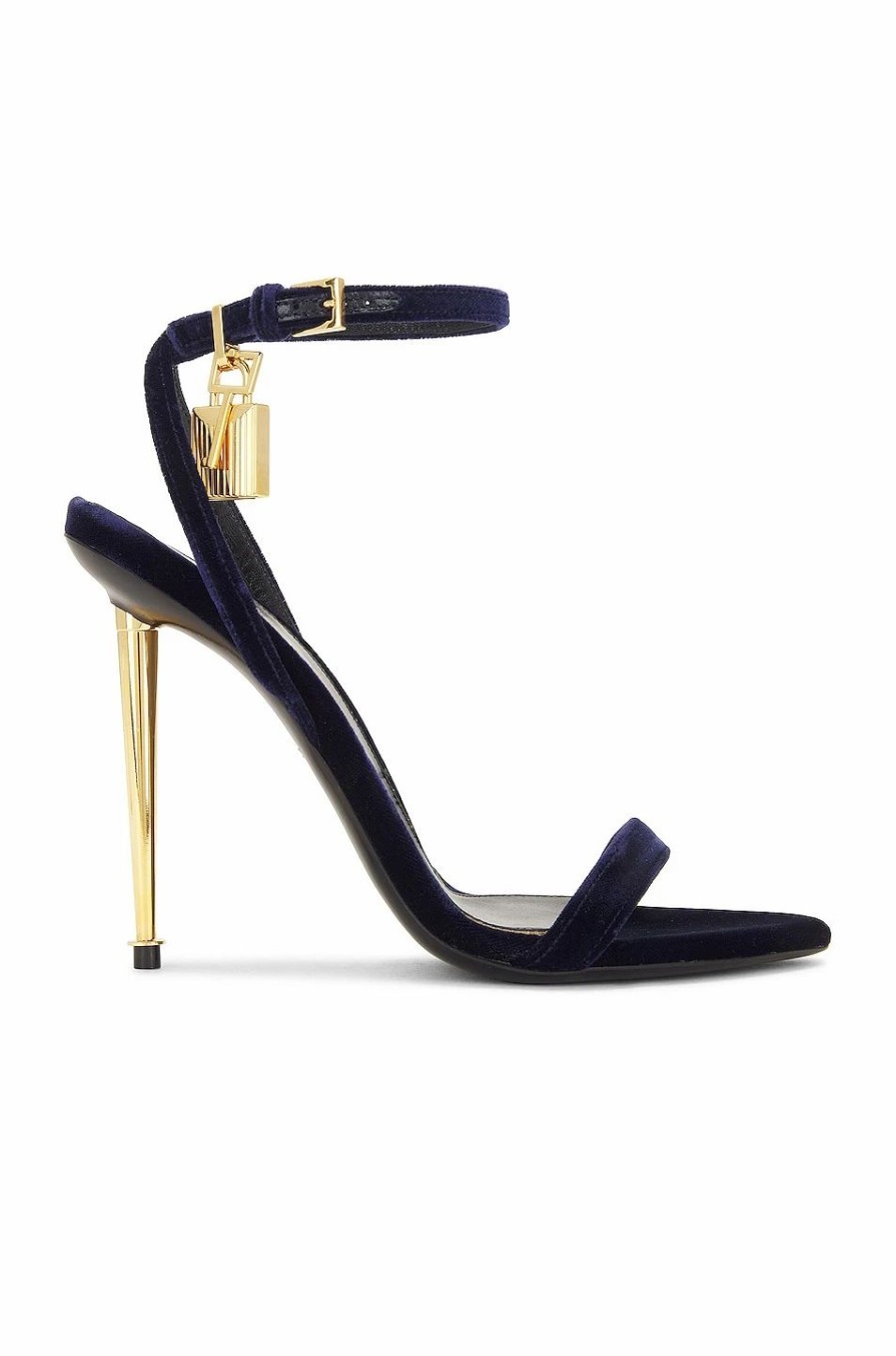 Hot * Tom Ford Velvet Padlock Pointy Naked Sandal 105