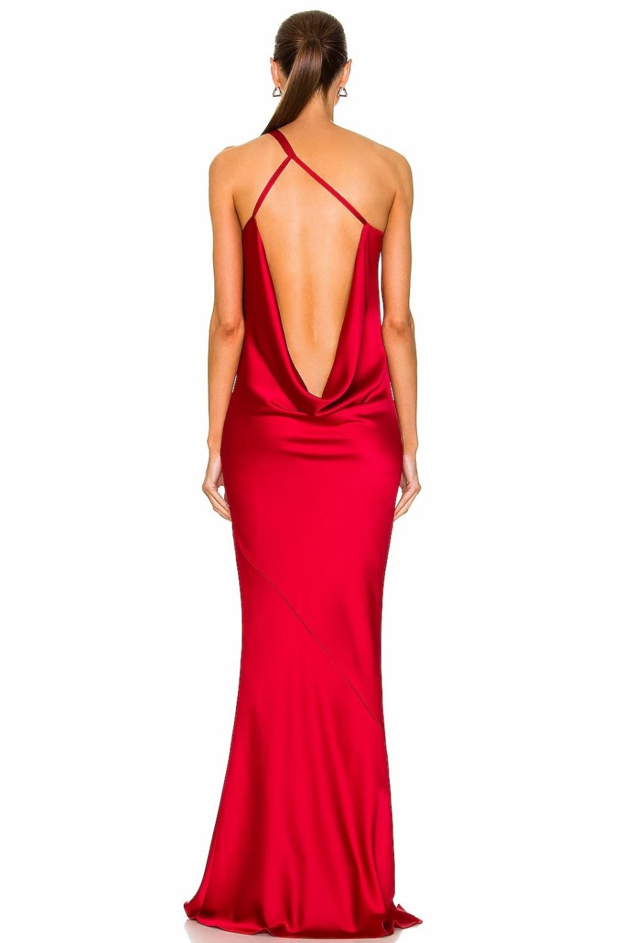 Hot * Norma Kamali One Shoulder Bias Gown