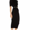 Hot * Enza Costa Silk Rib Half Sleeve Crew Midi Dress