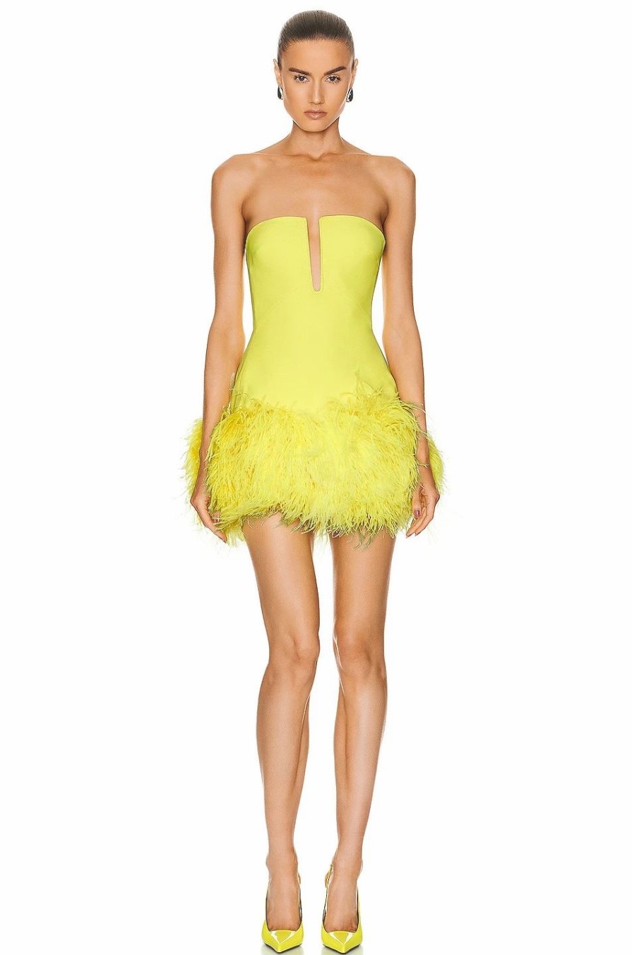 Best * David Koma For Fwrd Neon Feathers Mini Dress