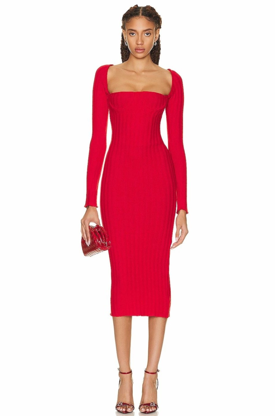 Clearance * Laquan Smith Off The Shoulder Midi Dress