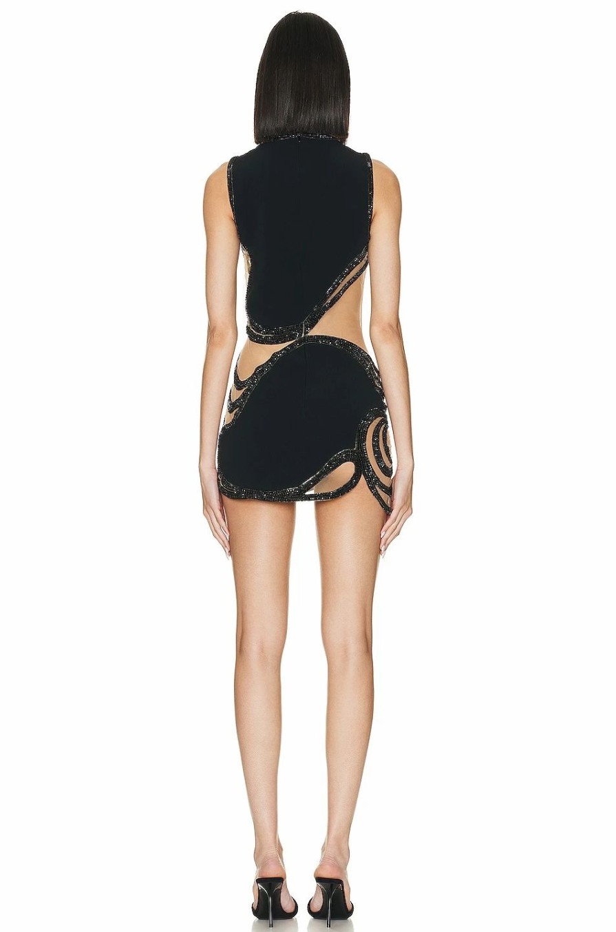 Wholesale * David Koma Crystal Waves Net Mini Dress