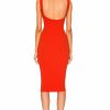 New * Enza Costa Compact Cotton Scoop Back Midi Dress