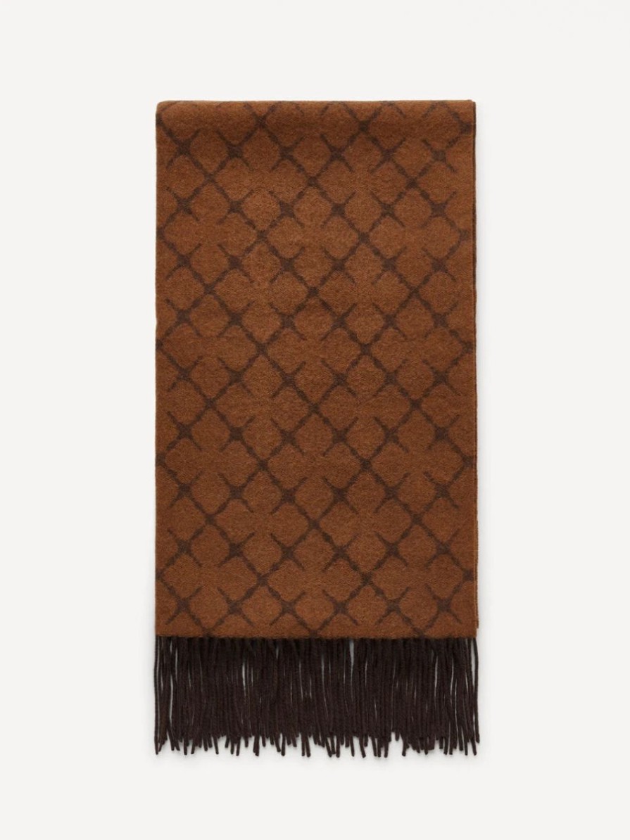 Clearance * Ortega Wool And Cashmere Scarf Dark Tan