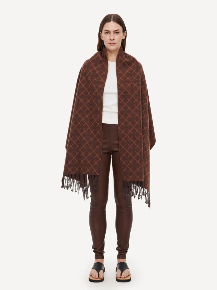 Clearance * Ortega Wool And Cashmere Scarf Dark Tan