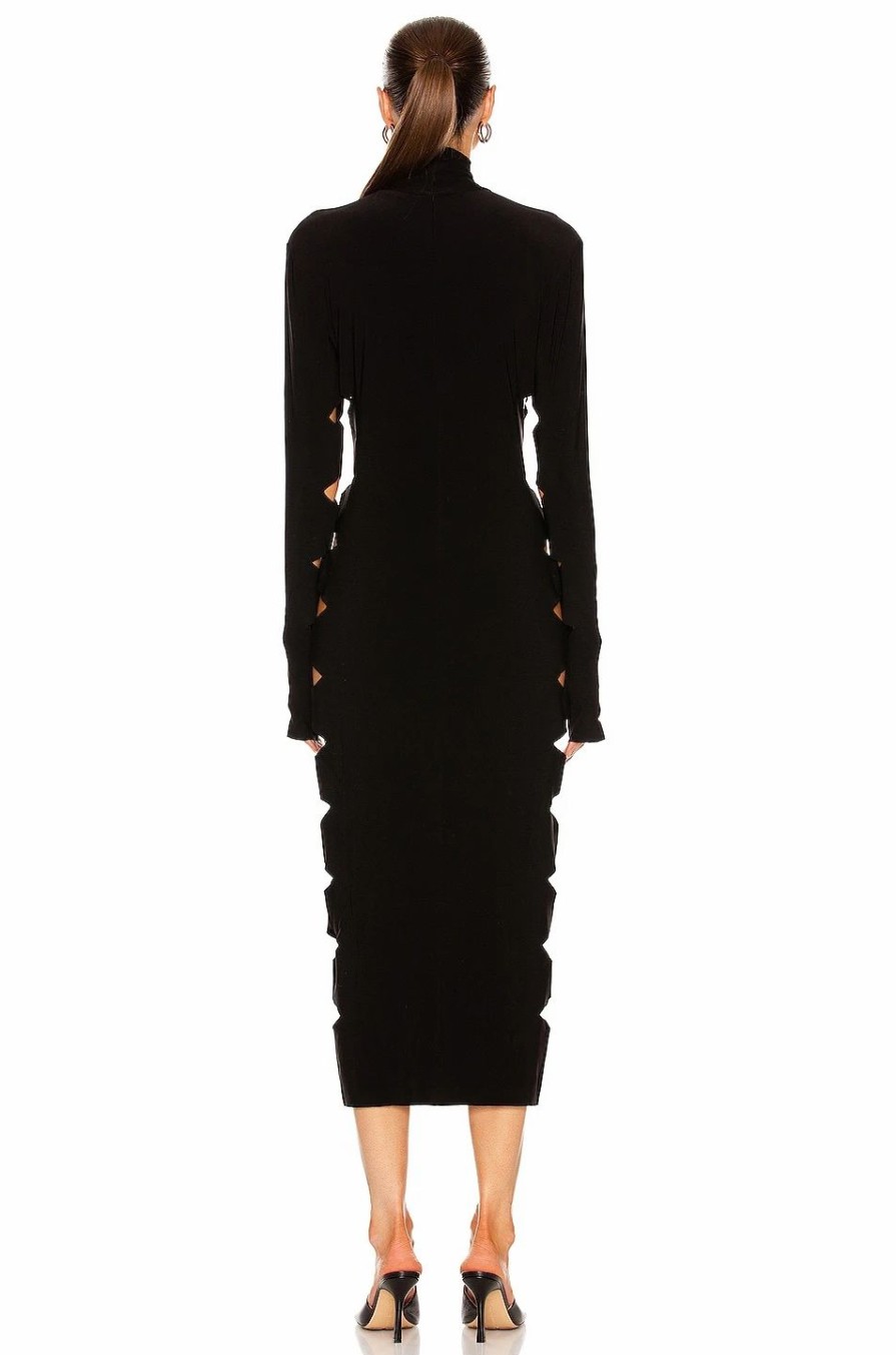 Best * Norma Kamali Long Sleeve Alligator Turtleneck Dress