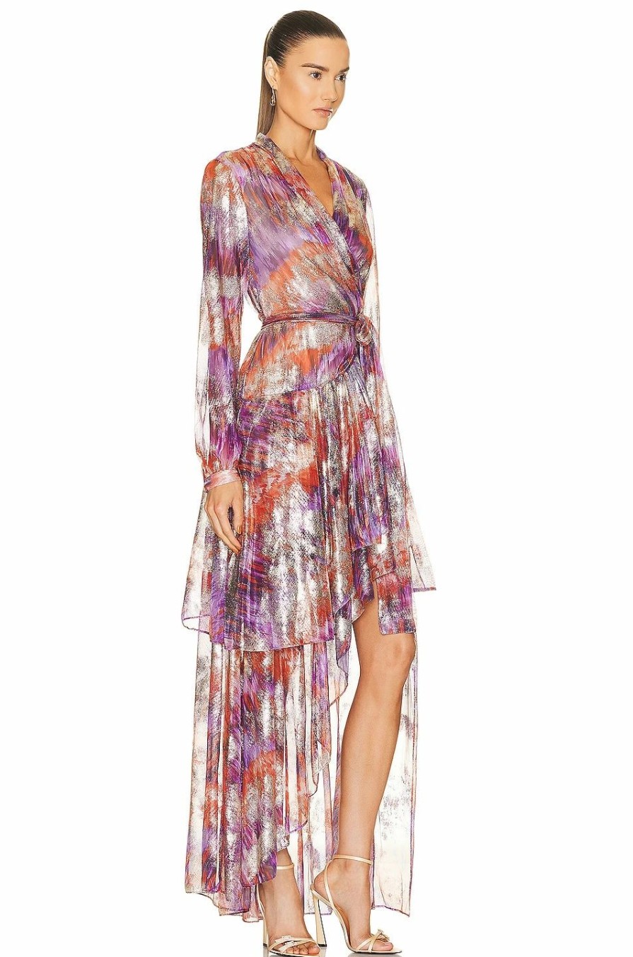 Wholesale * Patbo Tie Dye Lurex Hi Low Wrap Dress