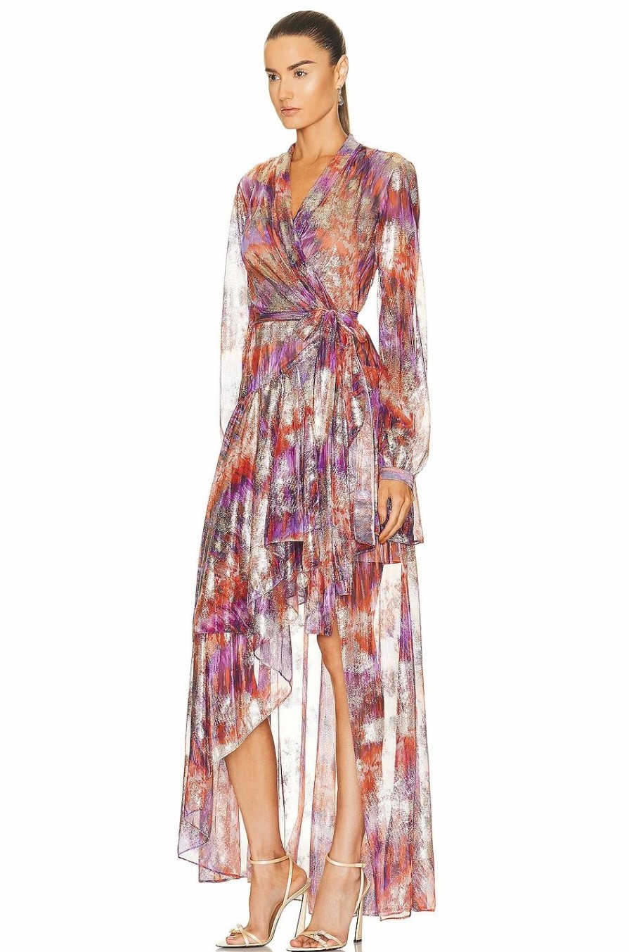 Wholesale * Patbo Tie Dye Lurex Hi Low Wrap Dress