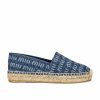 Online * Miu Miu Denim Logo Flat Espadrilles