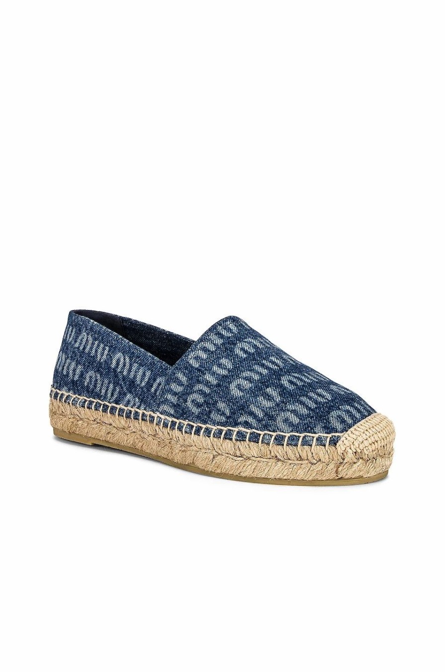 Online * Miu Miu Denim Logo Flat Espadrilles