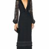 Wholesale * Patbo Crochet Plunge Fringe Trim Maxi Dress