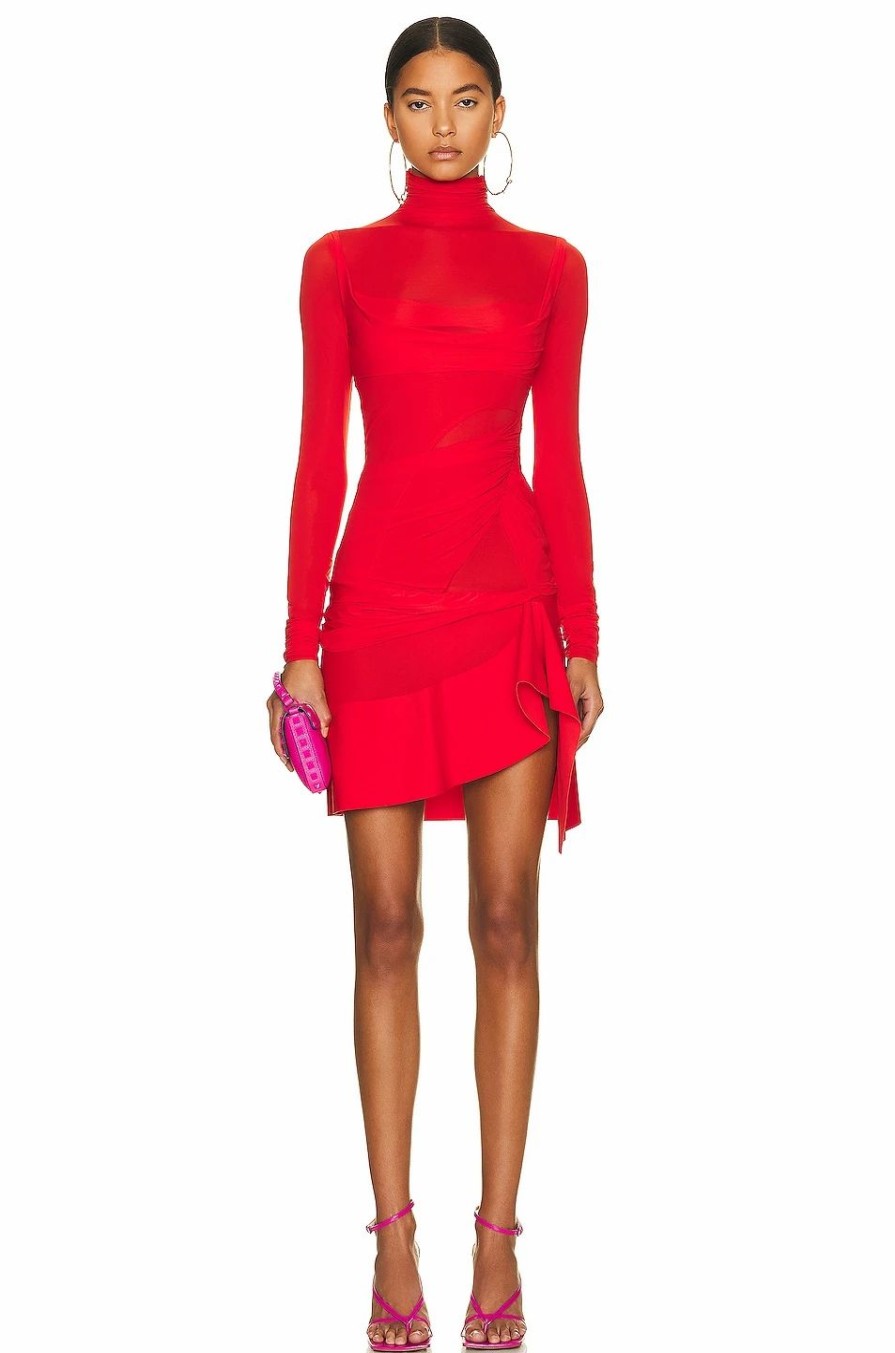 Online * Mugler Stretch Layered Dress