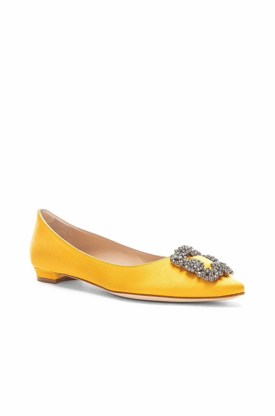 Online * Manolo Blahnik Hangisiflat Satin 10 Pea Flat