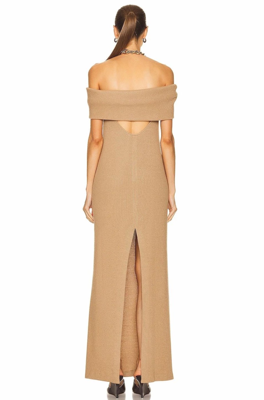 Best * Brandon Maxwell Off The Shoulder Rib Knit Gown