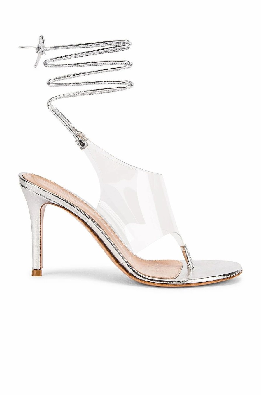 Clearance * Gianvito Rossi Leather Plexy Strappy Heels