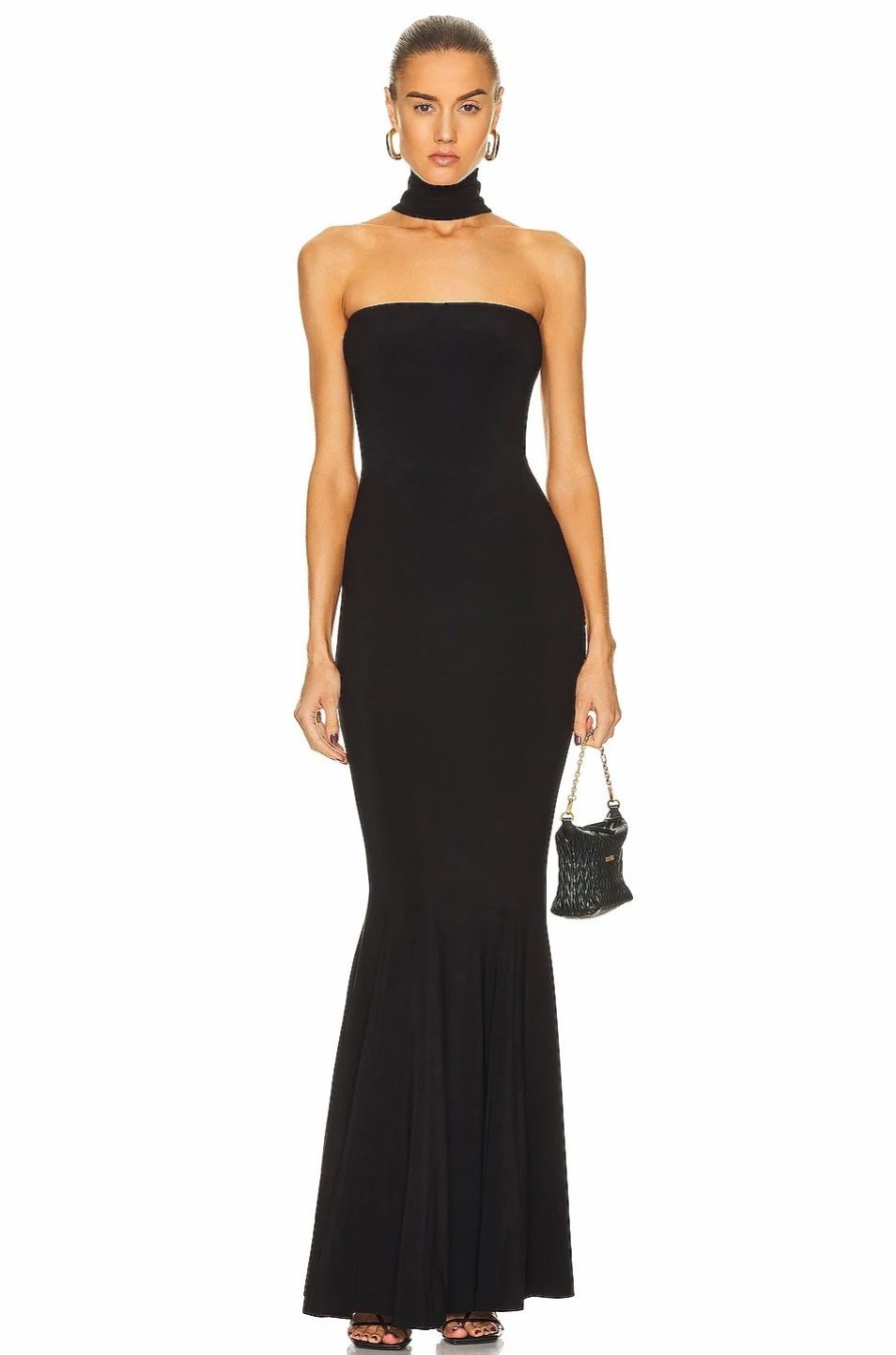 New * Norma Kamali Turtleneck Strapless Fishtail Gown