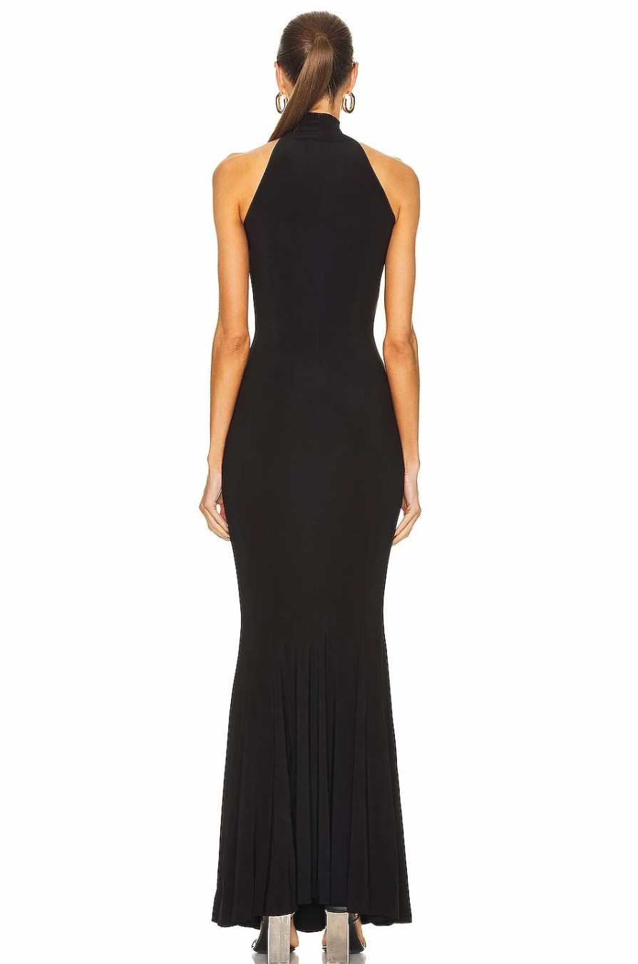 New * Norma Kamali Turtleneck Strapless Fishtail Gown