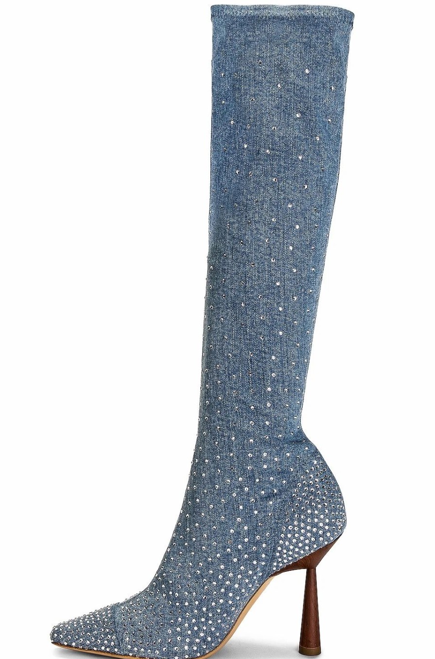 Online * Gia Borghini X Rhw For Fwrd Denim Crystal Boot