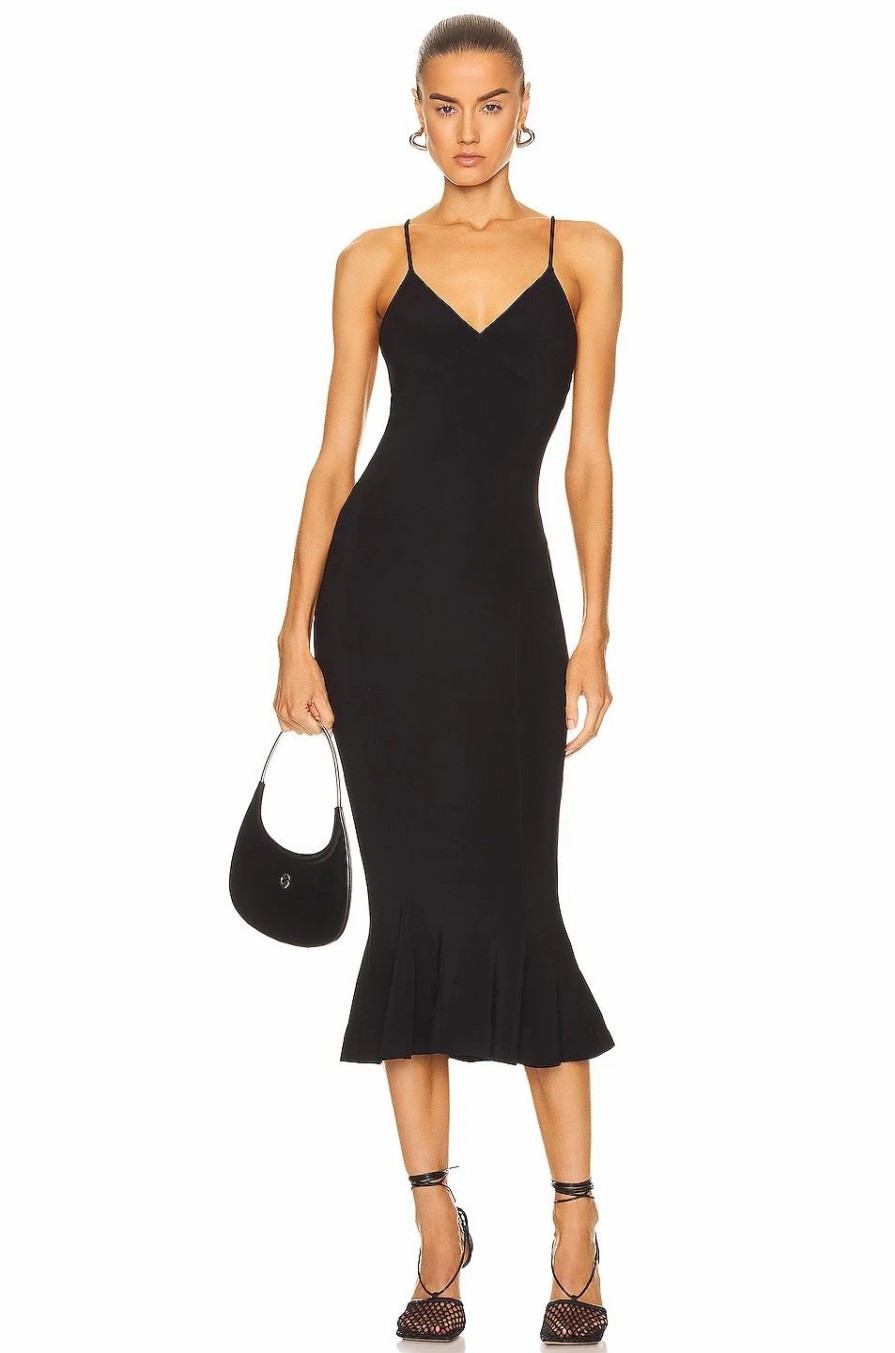 Online * Norma Kamali Slip Fishtail Midi Dress