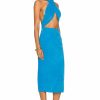 New * Laquan Smith Suede Wrap Neck Halter Midi Dress