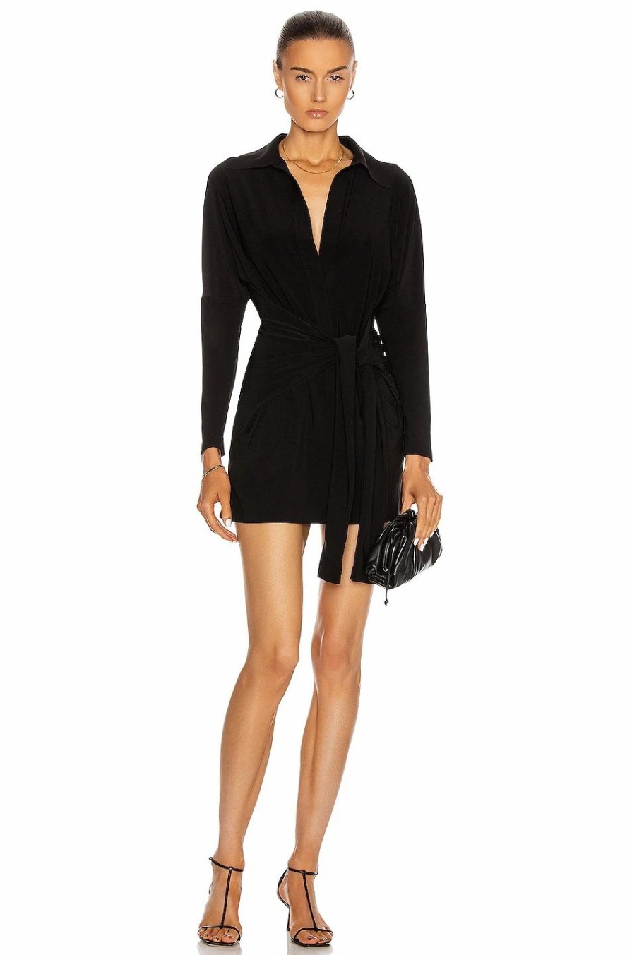 Wholesale * Norma Kamali Mini Tie Front Shirt Dress