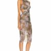 Best * Off-White Tie Dye Sheer Bodycon Sleeveless Dress