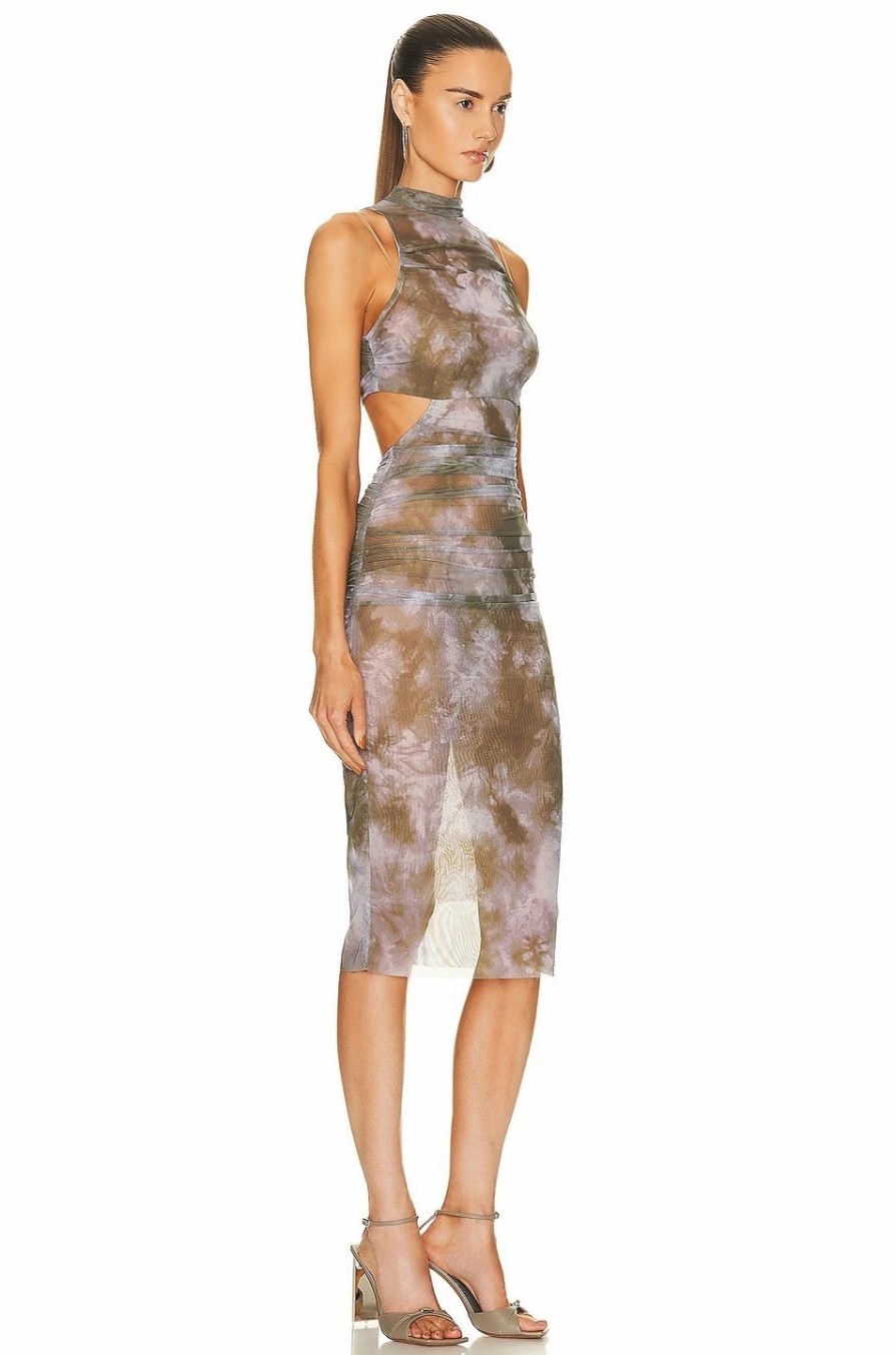 Best * Off-White Tie Dye Sheer Bodycon Sleeveless Dress