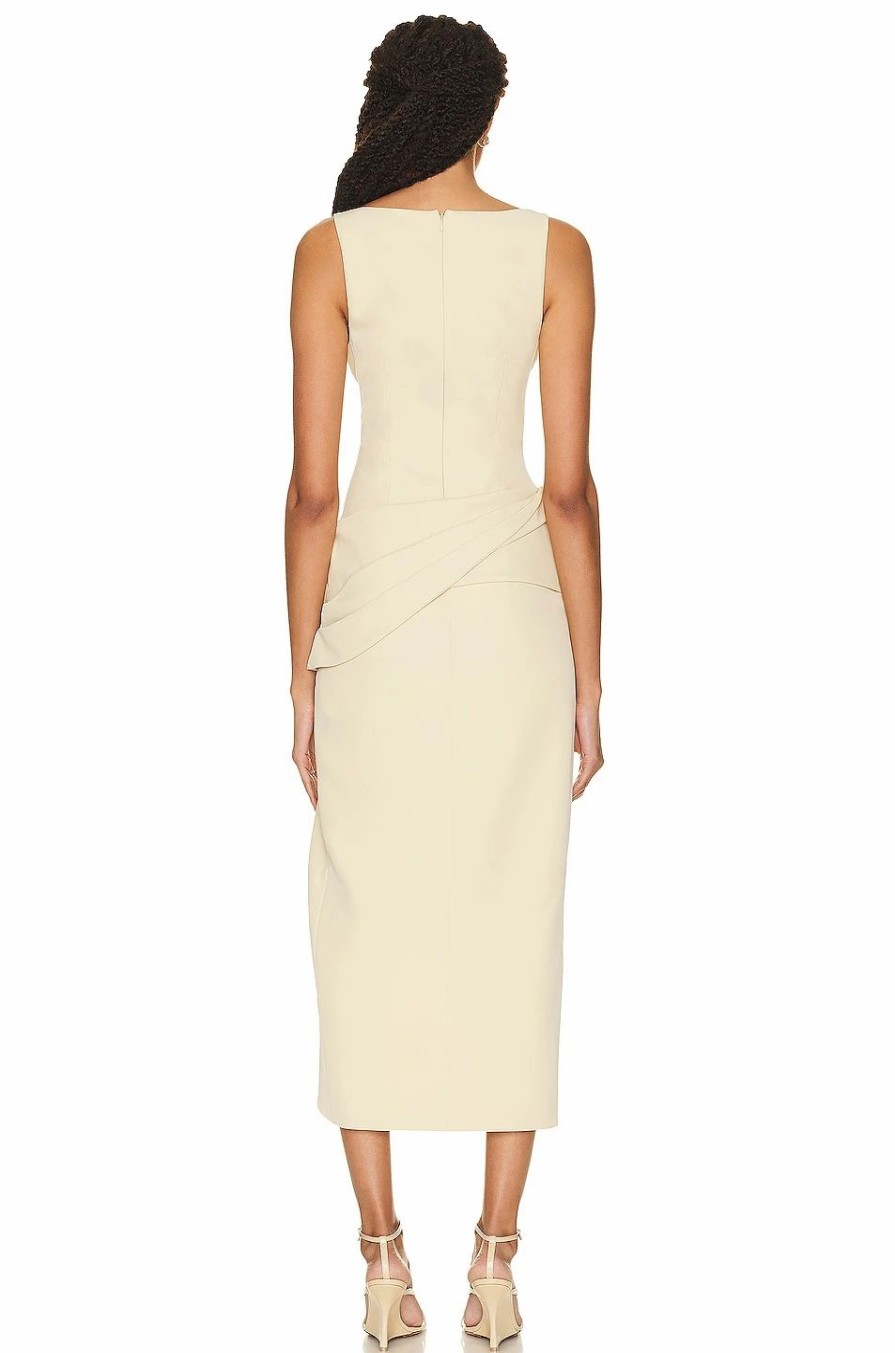 Best * Simkhai Angeline Technical Cocktail Crepe Draped Midi Dress