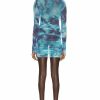 Hot * Off-White Tie Dye Tulle Twist Long Sleeve Dress