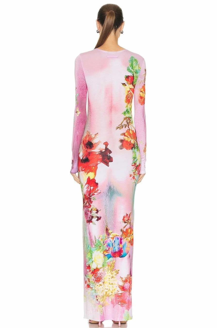 Wholesale * Jean Paul Gaultier Printed Body Flowers Long Sleeve Dress