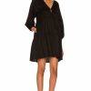 Clearance * Enza Costa Cool Cotton Long Sleeve V-Neck Tiered Dress