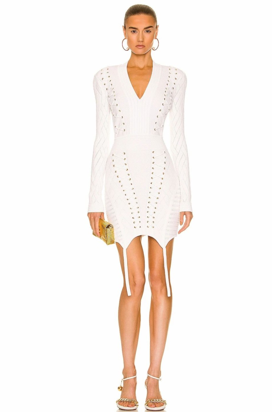 New * Balmain Laced Mini Dress