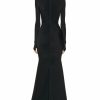 Hot * Alex Perry Garner Turtleneck Ruched Long Sleeve Gown