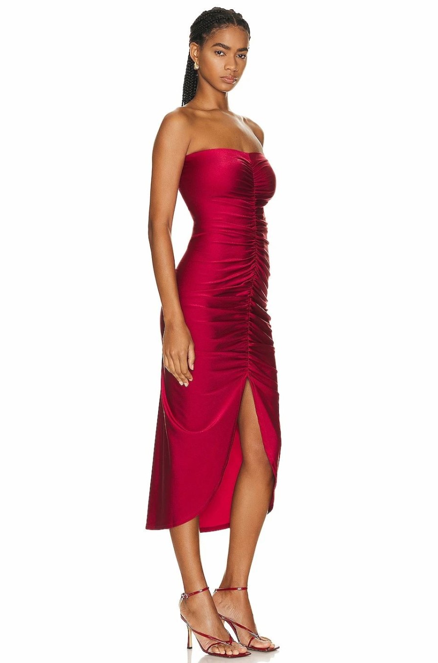 Best * Adriana Degreas Solid Heart Frilled Long Dress