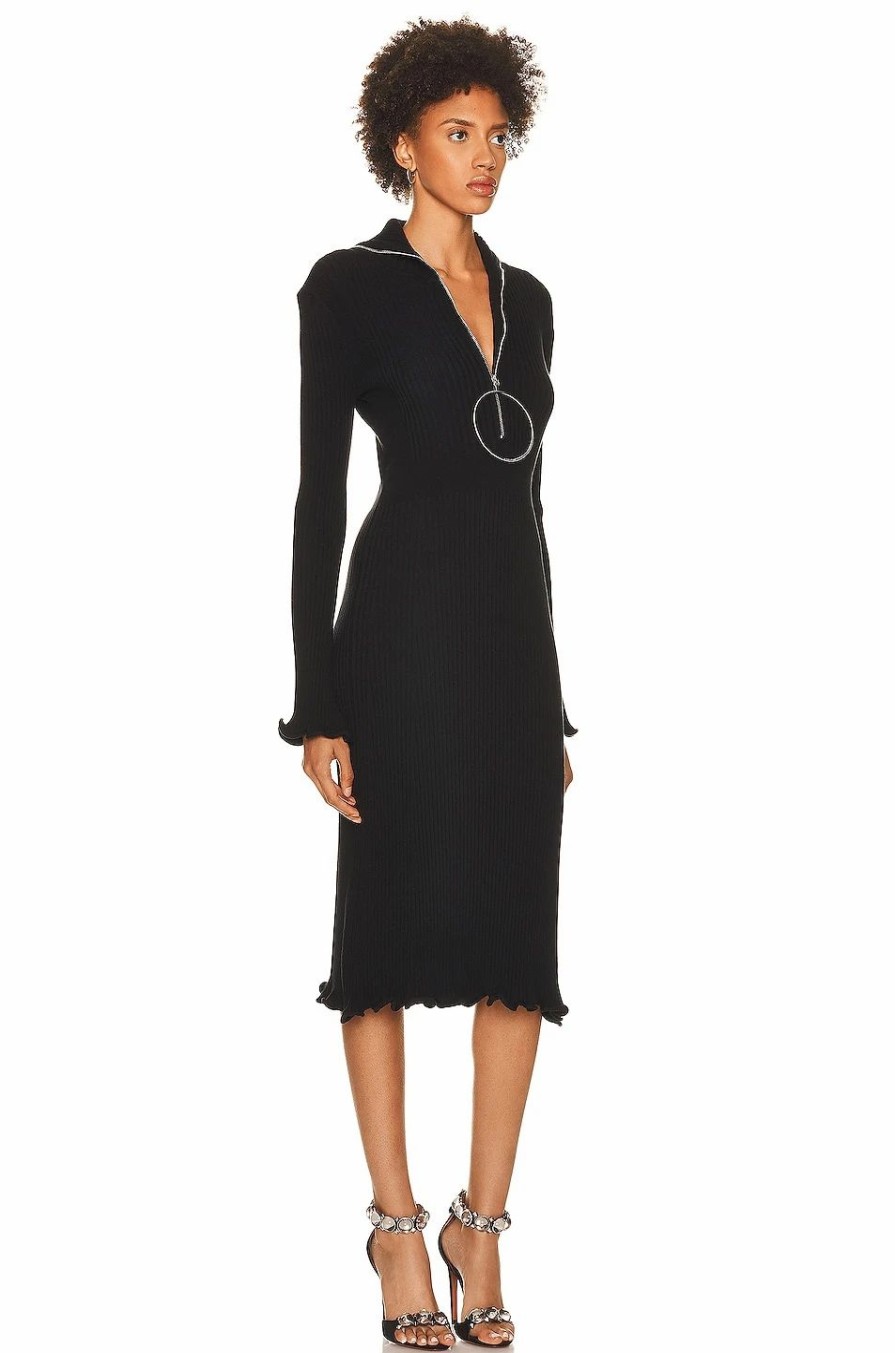 Hot * Paco Rabanne Long Sleeve Midi Dress